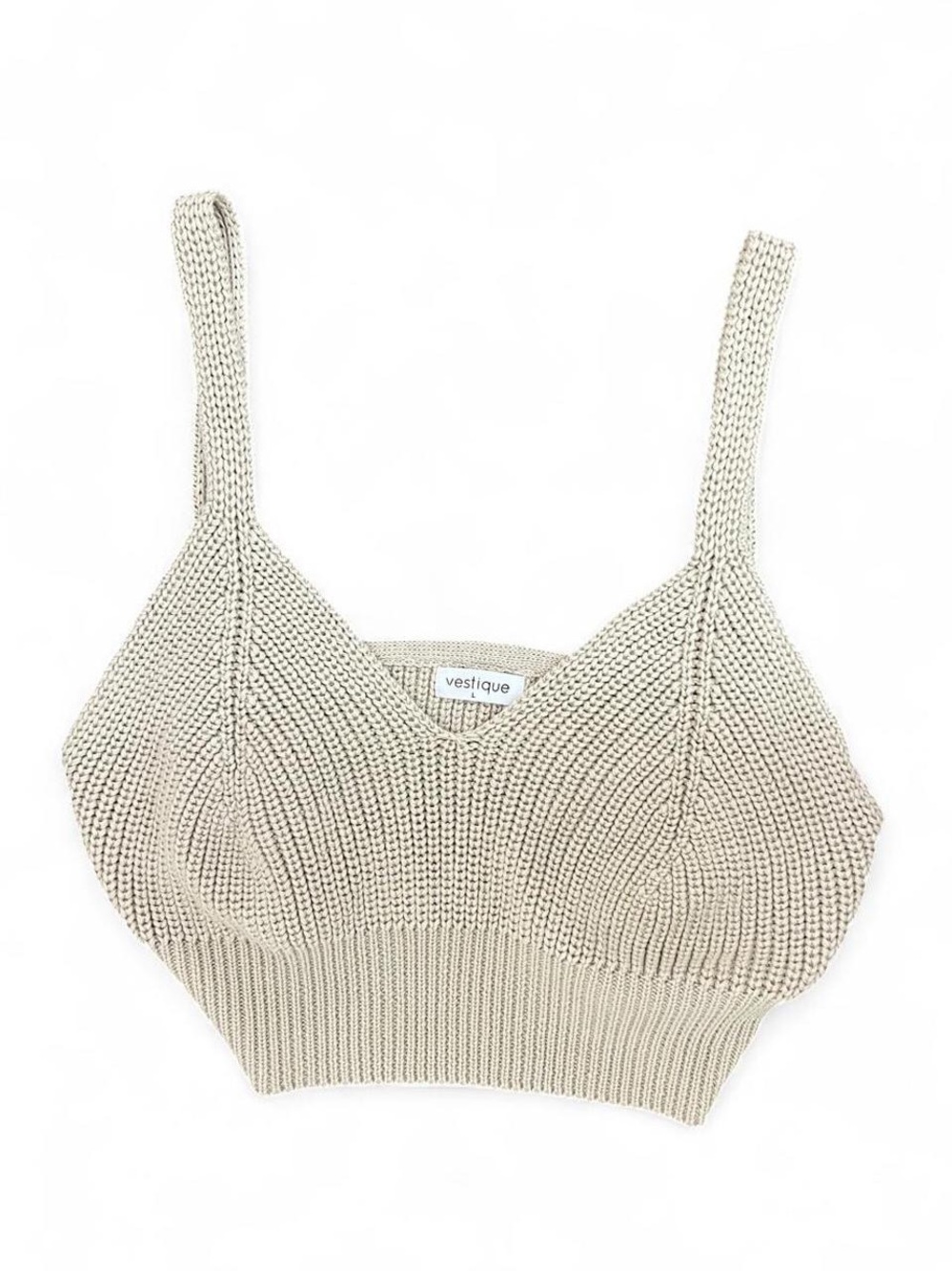 Vestique Cream Knit Textured Camisole Tank Top Size L